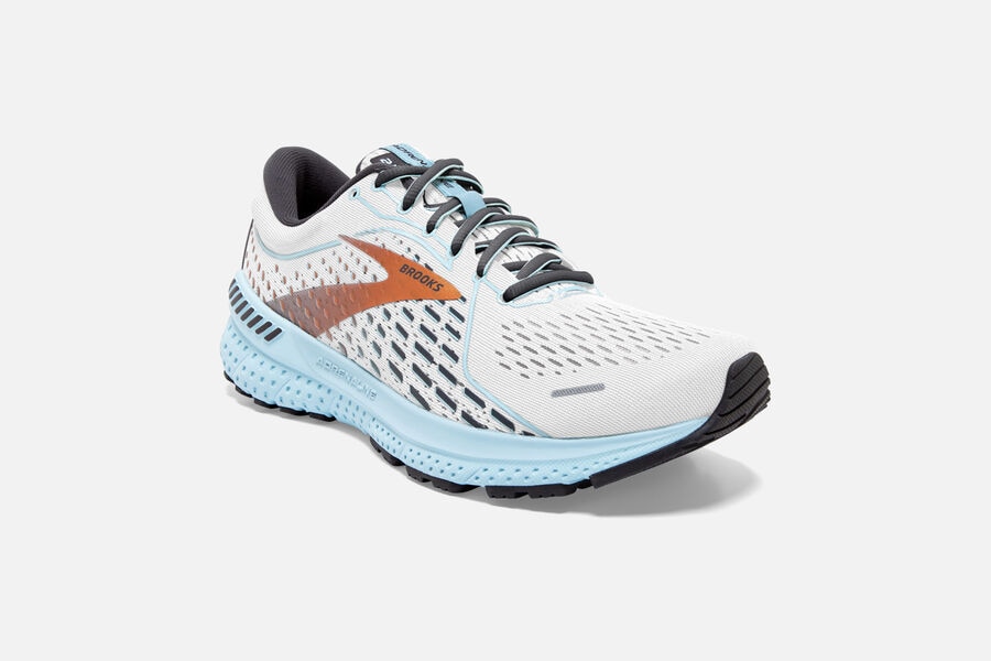 Brooks Adrenaline GTS 21 Road Running Shoes Womens - White/Gold/Blue - MBZTX-7346